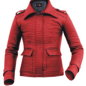 Red Quilted Women's Jacket with Stylish Collar – Rubical World