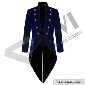 Royal Blue Tailcoat Jacket with Vintage Metal Buttons