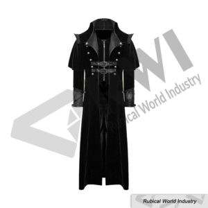 Men's Gothic Long Black Coat | Steampunk Trench Style