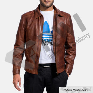 Men’s Inferno Brown Leather Jacket – Classic Style, Modern Edge