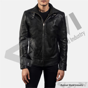 Men’s Legacy Black Leather Biker Jacket – Rugged Look, Timeless Style