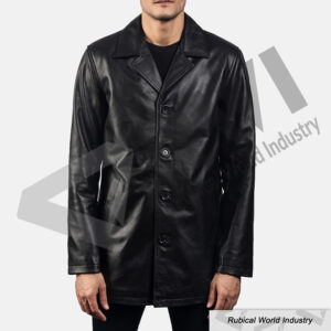 Men’s Urban Slate Black Leather Coat – Sophisticated, Sleek & Timeless