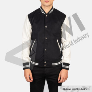 Vaxton Black & White Varsity Jacket for Men – Classic College Style Reimagined
