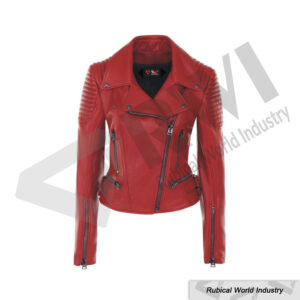 Red Biker Leather Jacket for Women | Rubical World
