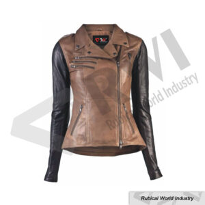 Brown & Black Leather Biker Jacket | Rubical World