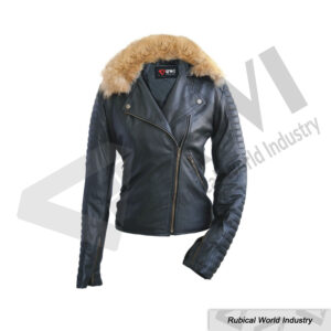 Black Fur Collar Leather Jacket | Rubical World