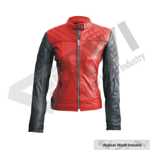 Red & Black Quilted Leather Jacket | Rubical World