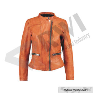 Women’s Tan Leather Jacket – Slim Fit Vintage Style with Modern Touch