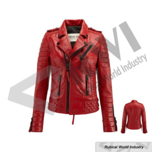 Red Leather Biker Jacket for Women – Rubical World Industry