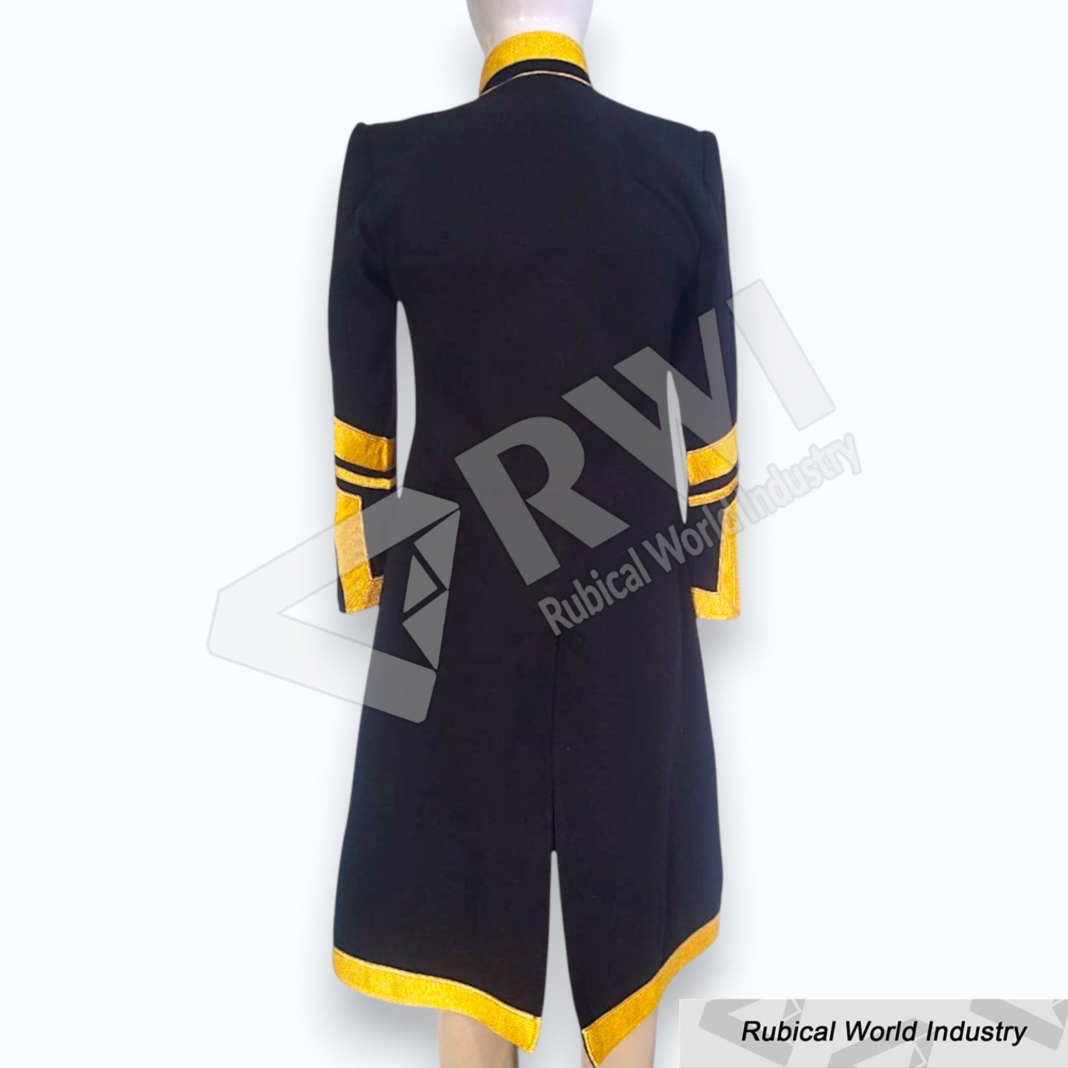Black Wool Hussar Coat_ Gold Braided Military Jacke (1)