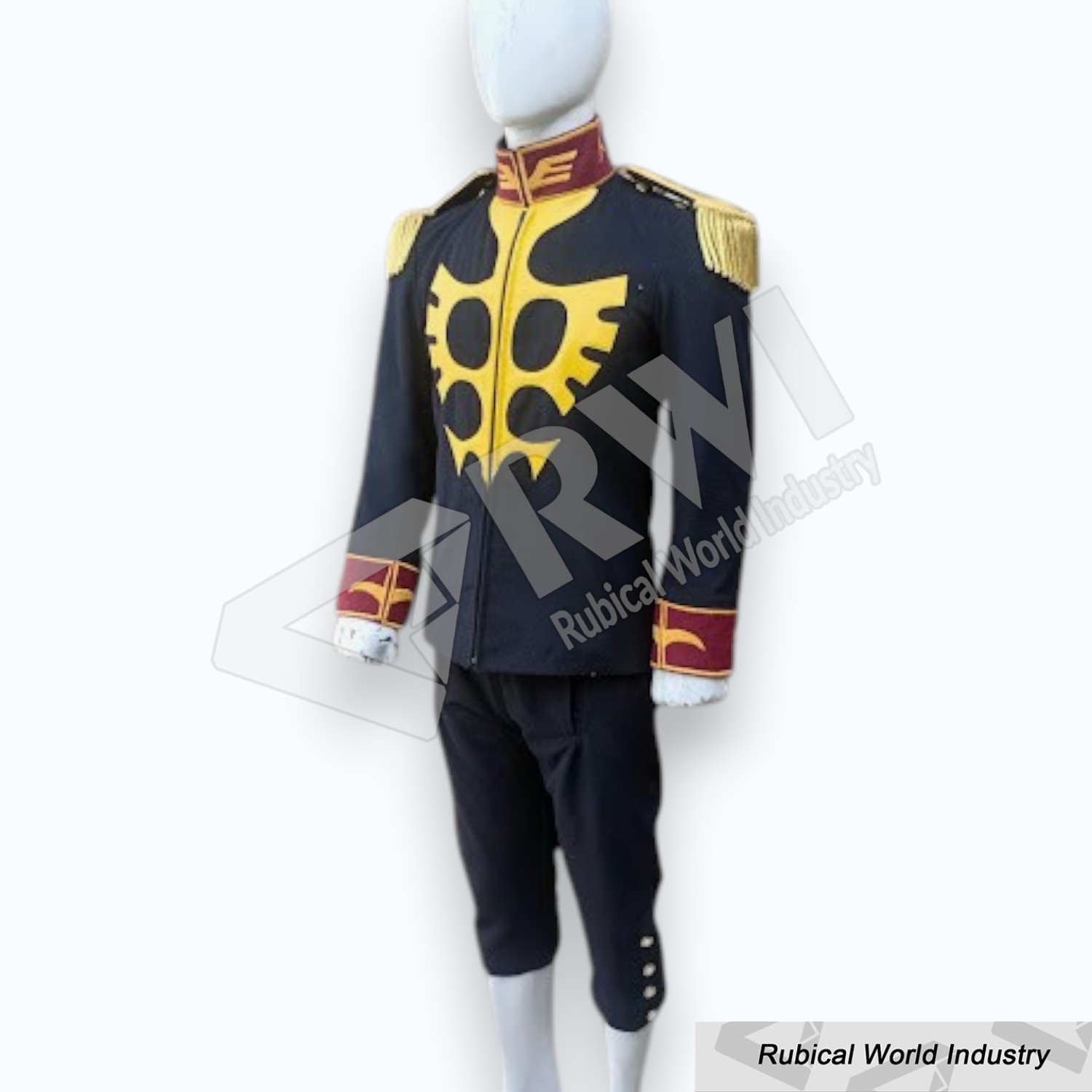 Black wool embroided coat and pant (1)