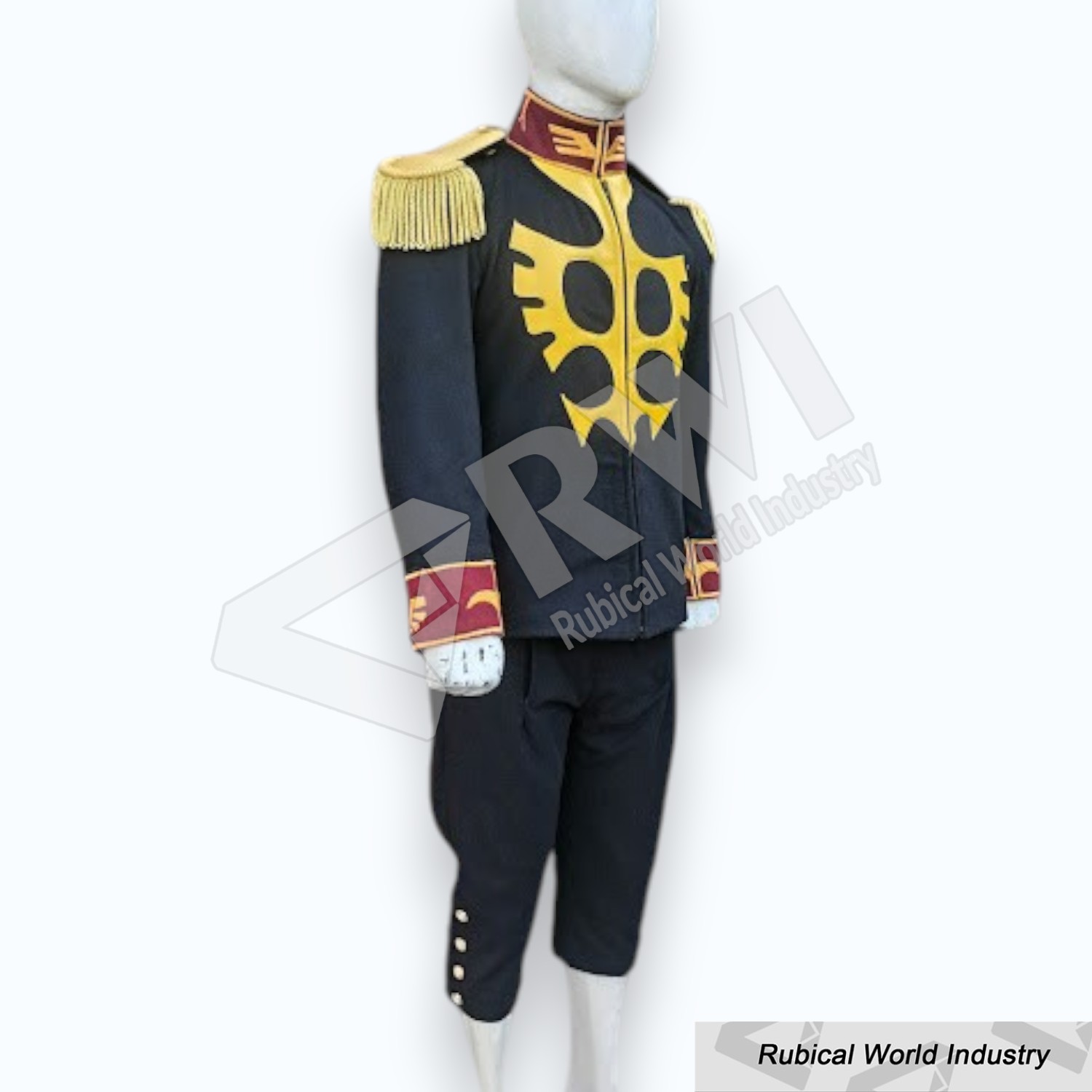Black wool embroided coat and pant (2)