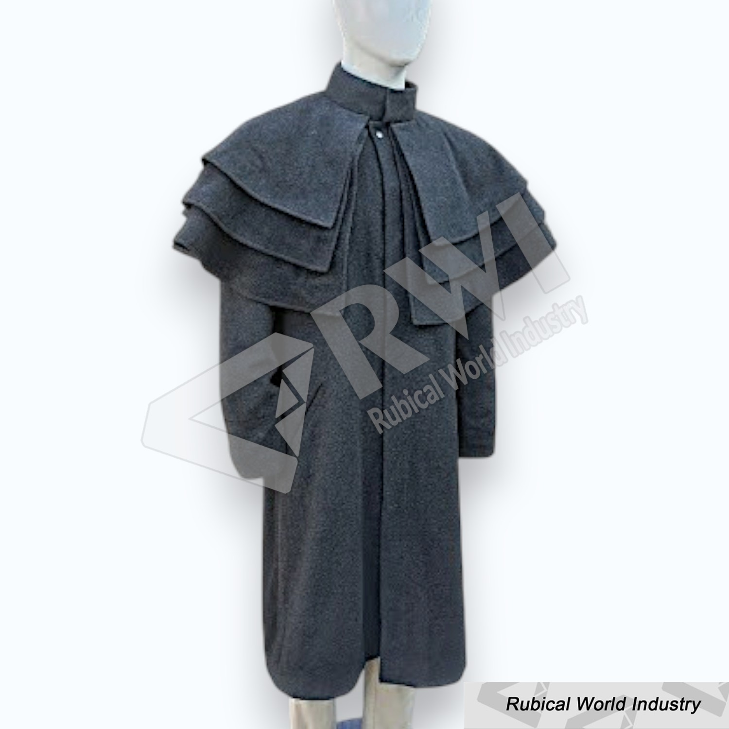 Black wool tripple cap coat (1)
