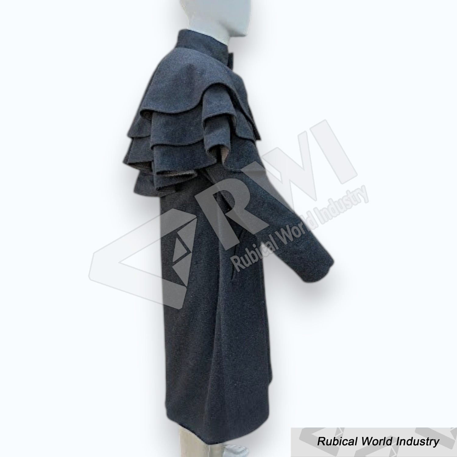 Black wool tripple cap coat (2)