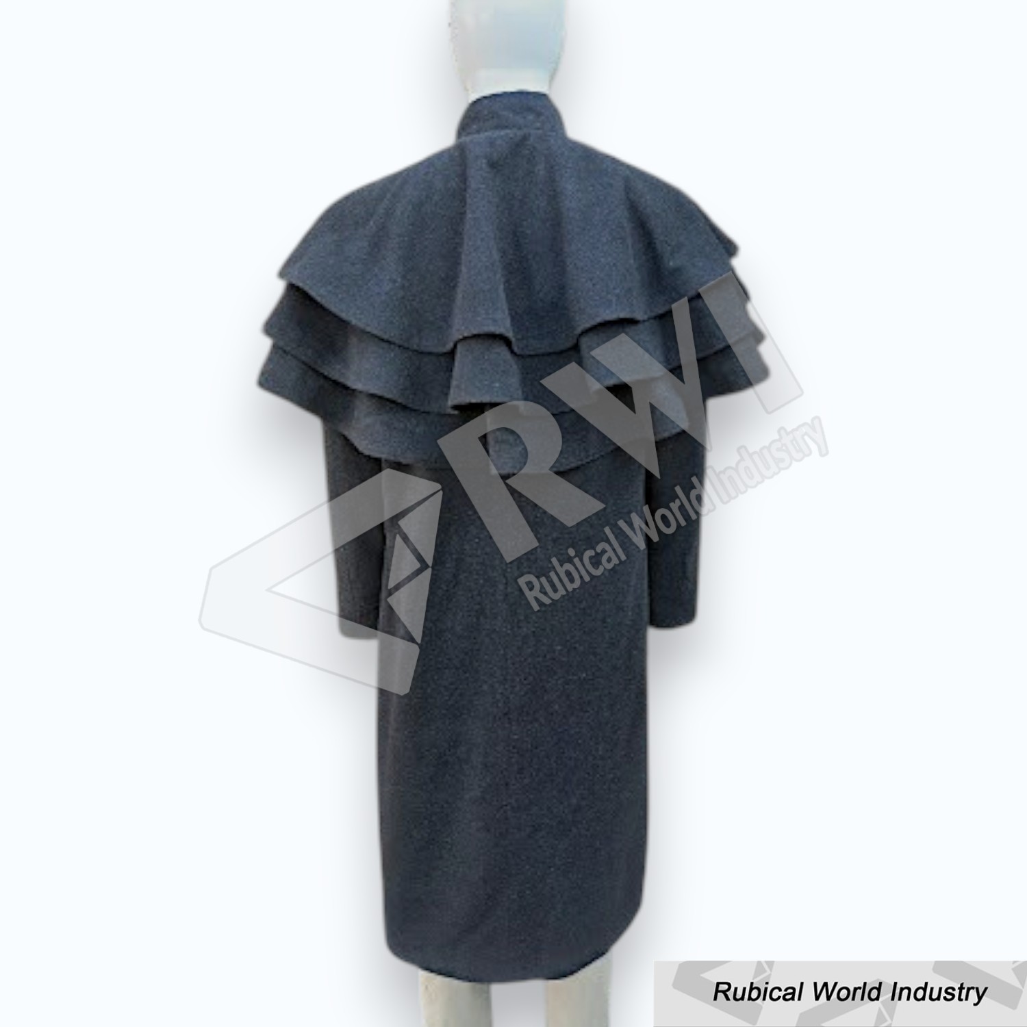 Black wool tripple cap coat (5)