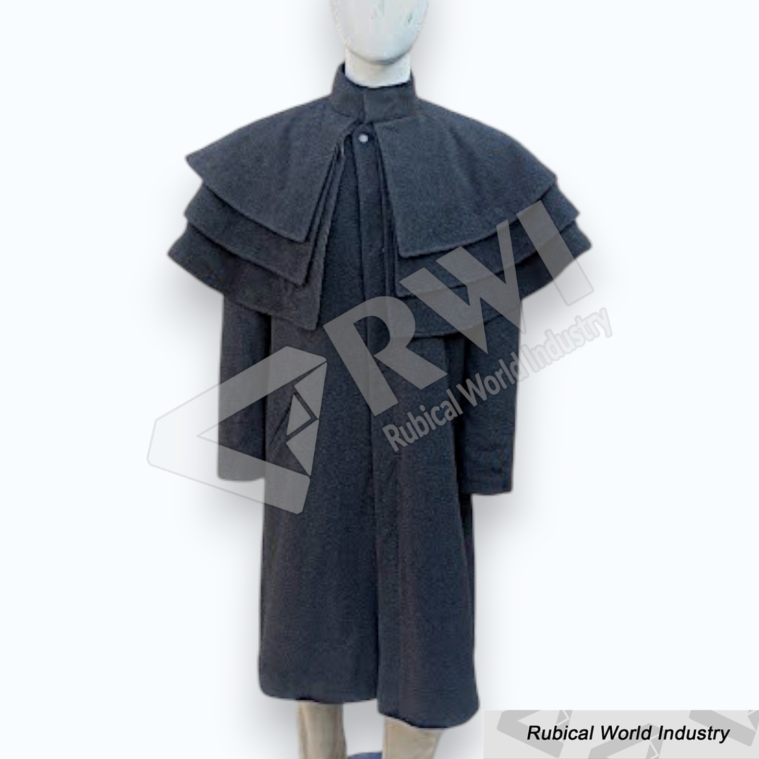Black wool tripple cap coat