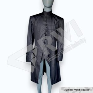Colonial Military Frock Coat: Black cotton 18th Century Style Coat and Vest