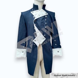 Mens Navy Blue Revolutionary War Coat 18th Century British Washington Wool Uniform Custom Made