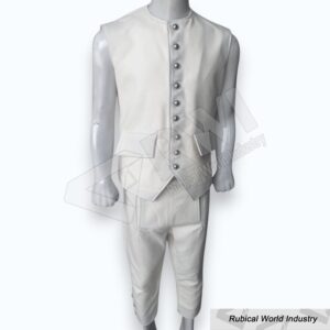 Mens Off White Wool Waistcoat 18th Century British Vest Historical Military Style Custom Made