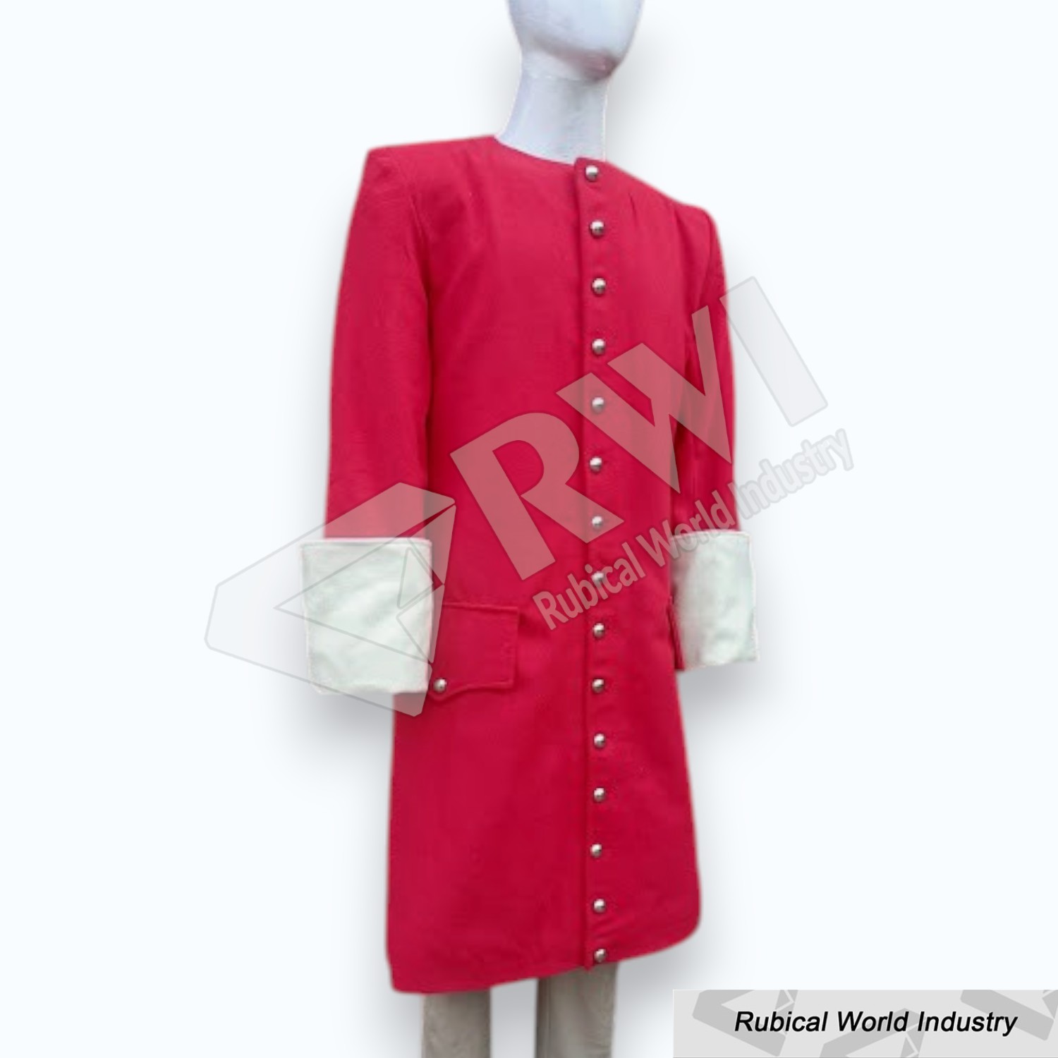 red wool pirat coat with white cuffs (1)