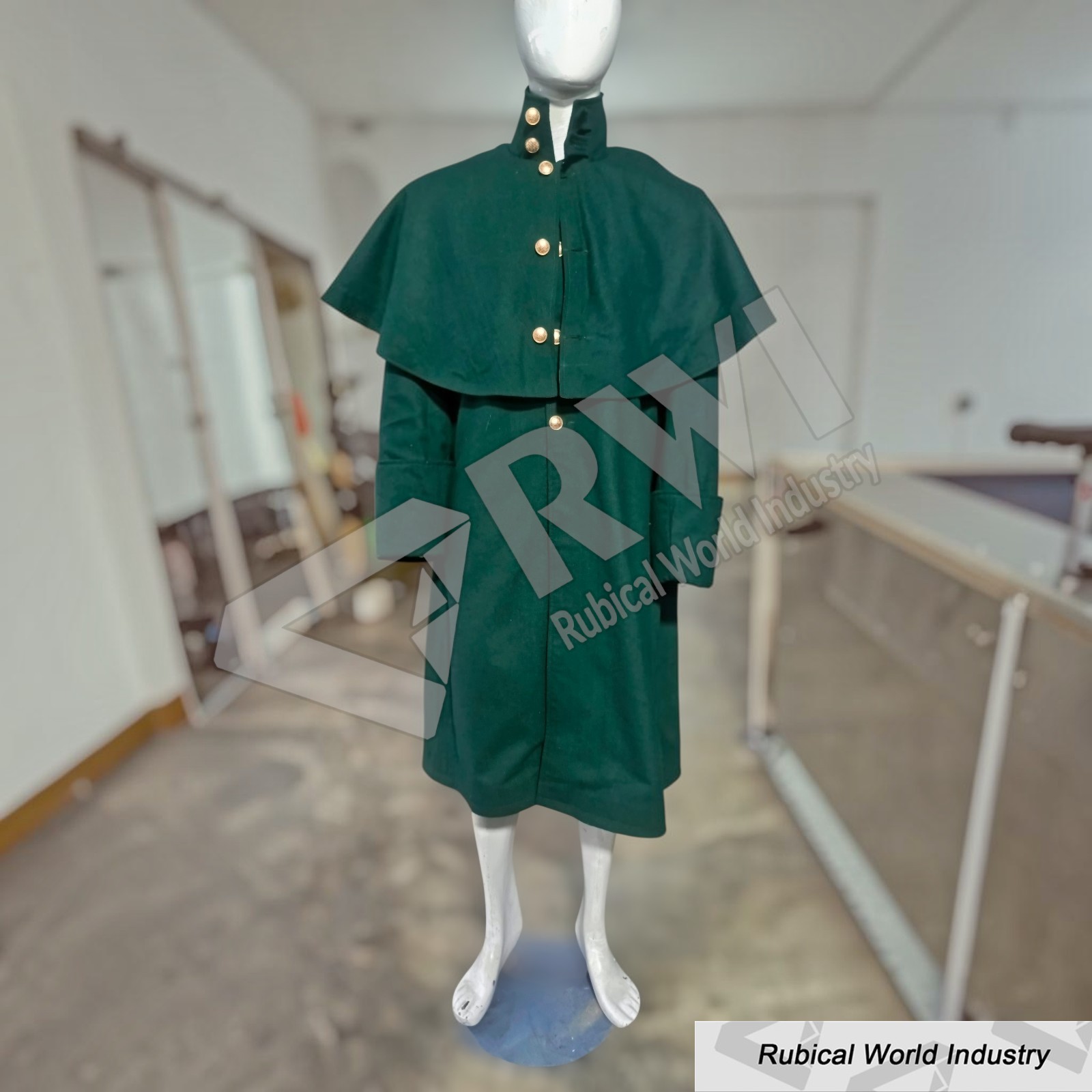 1806 Light Cavalry Inverness Cape, Green Wool Officer Coat, Napoleonic Military Cloak (1)