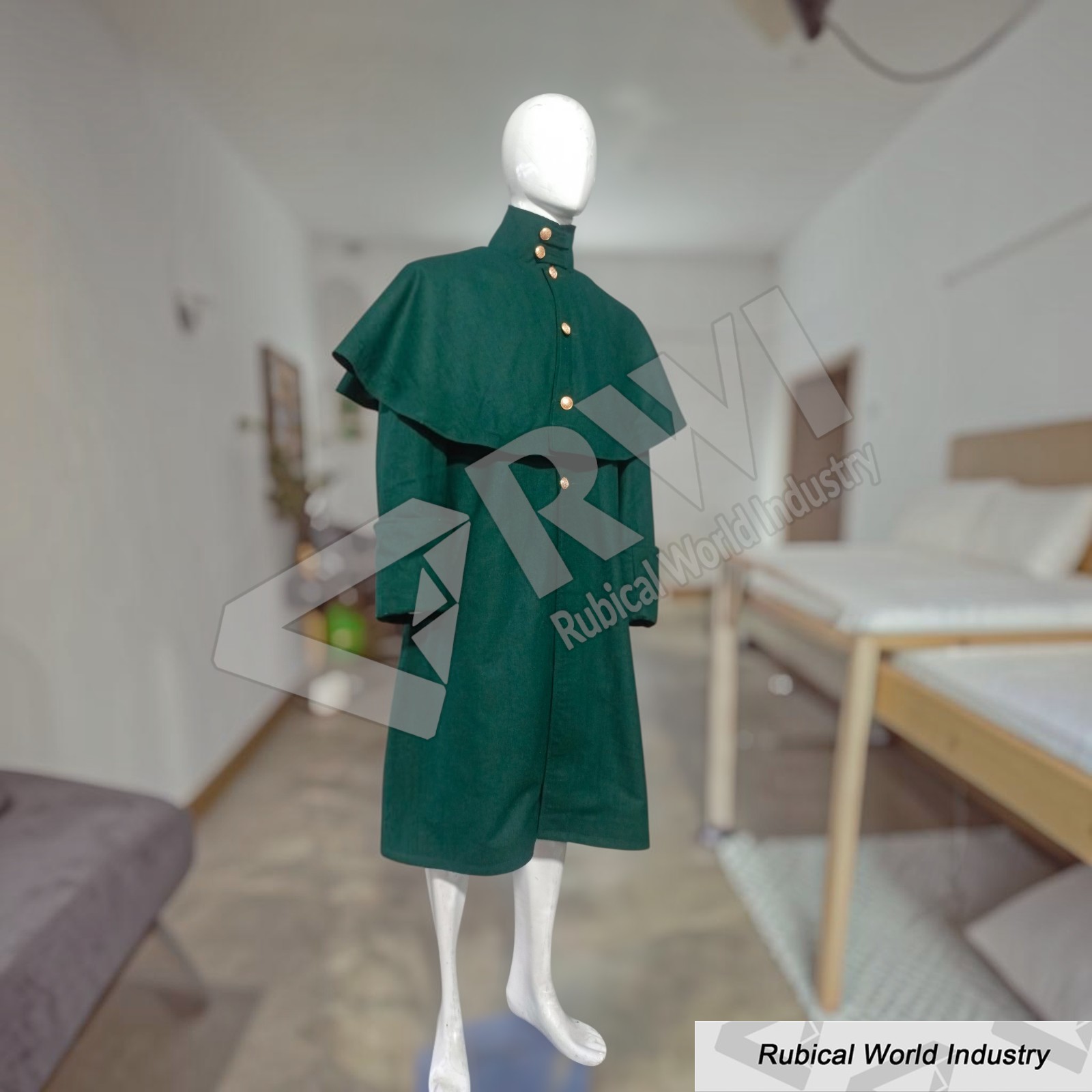 1806 Light Cavalry Inverness Cape, Green Wool Officer Coat, Napoleonic Military Cloak