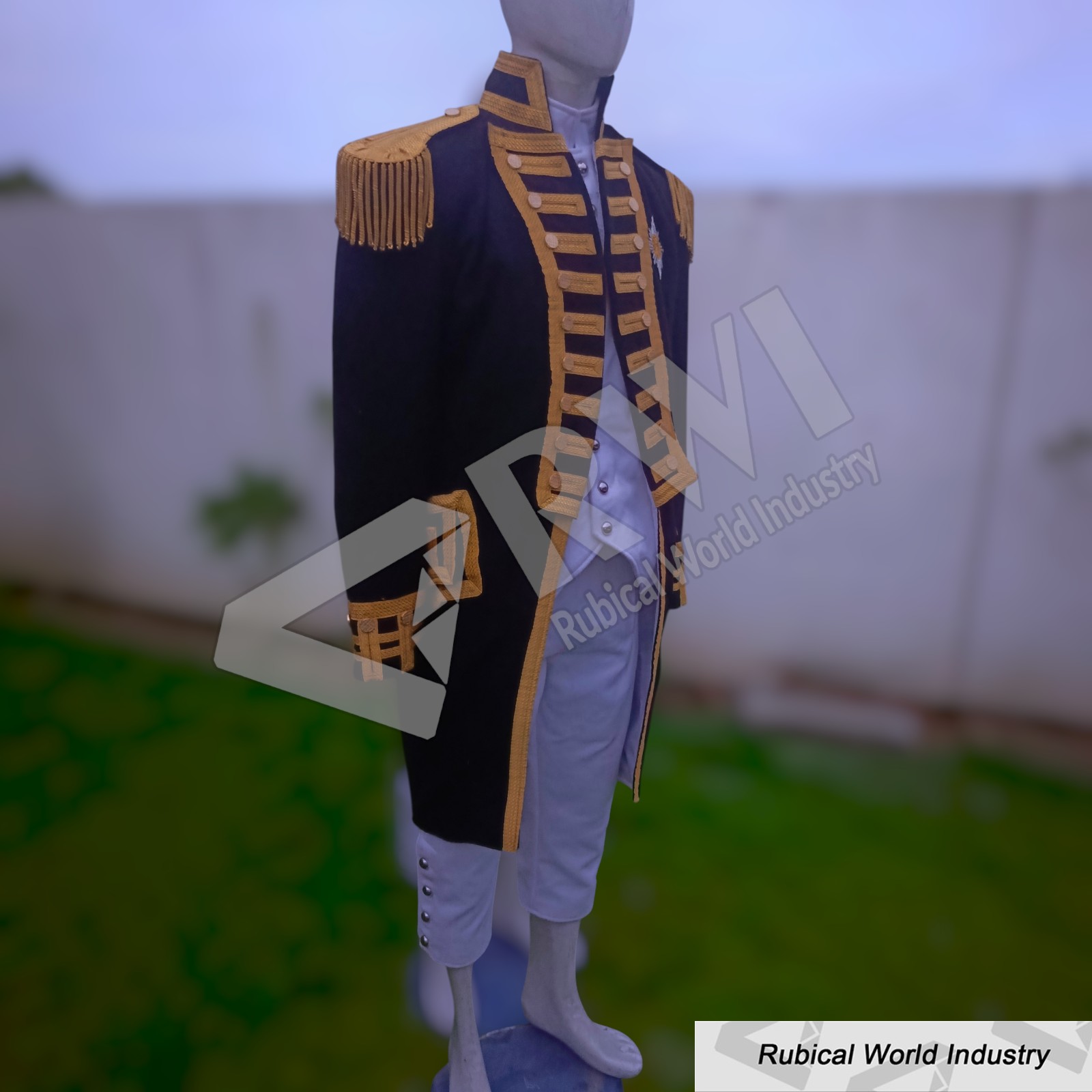 Black Wool British Vice Admiral Coat_ Royal Navy Steampunk Uniform (1)