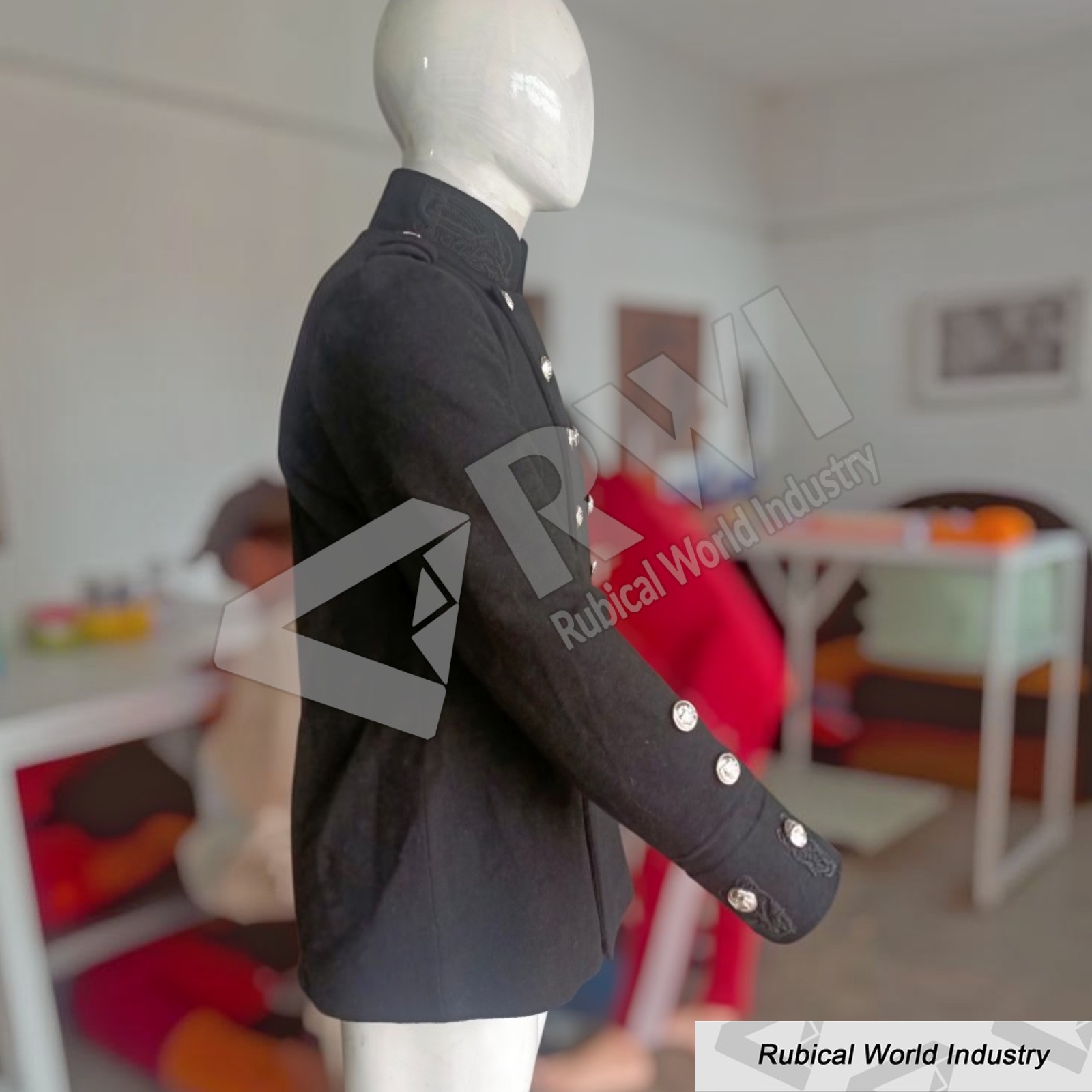 Handmade 19th Century British Military Wool Jacket _ Black Parade Coat (4)