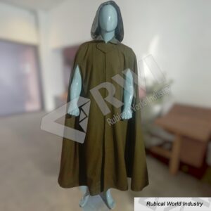 Handmade Green Wool Hooded Renaissance Medieval Cloak Cape