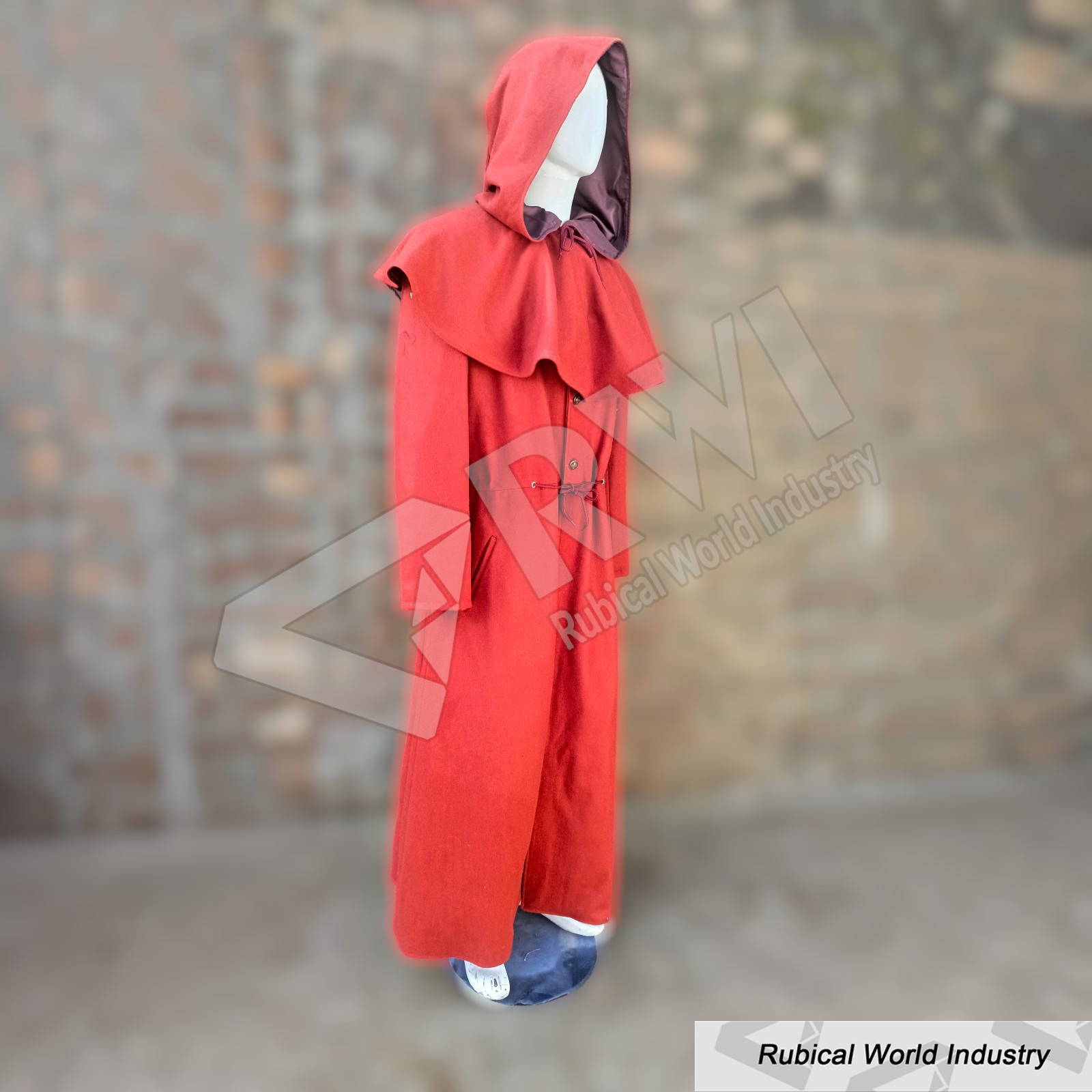 Handmade Maroon Wool Monk Robe with Hood_ Medieval LARP Costume (1)