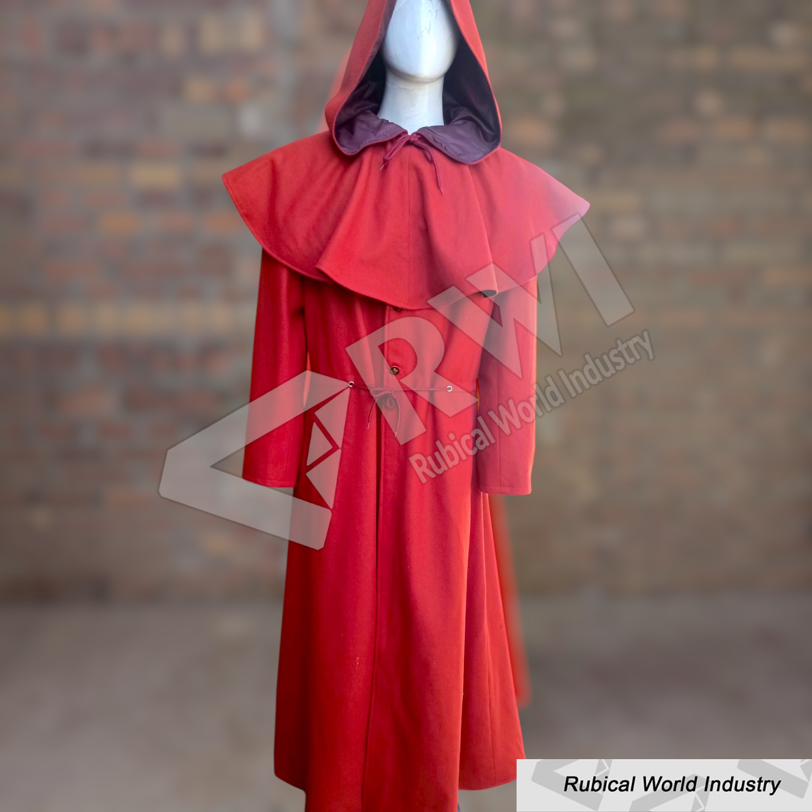 Handmade Maroon Wool Monk Robe with Hood_ Medieval LARP Costume (5)