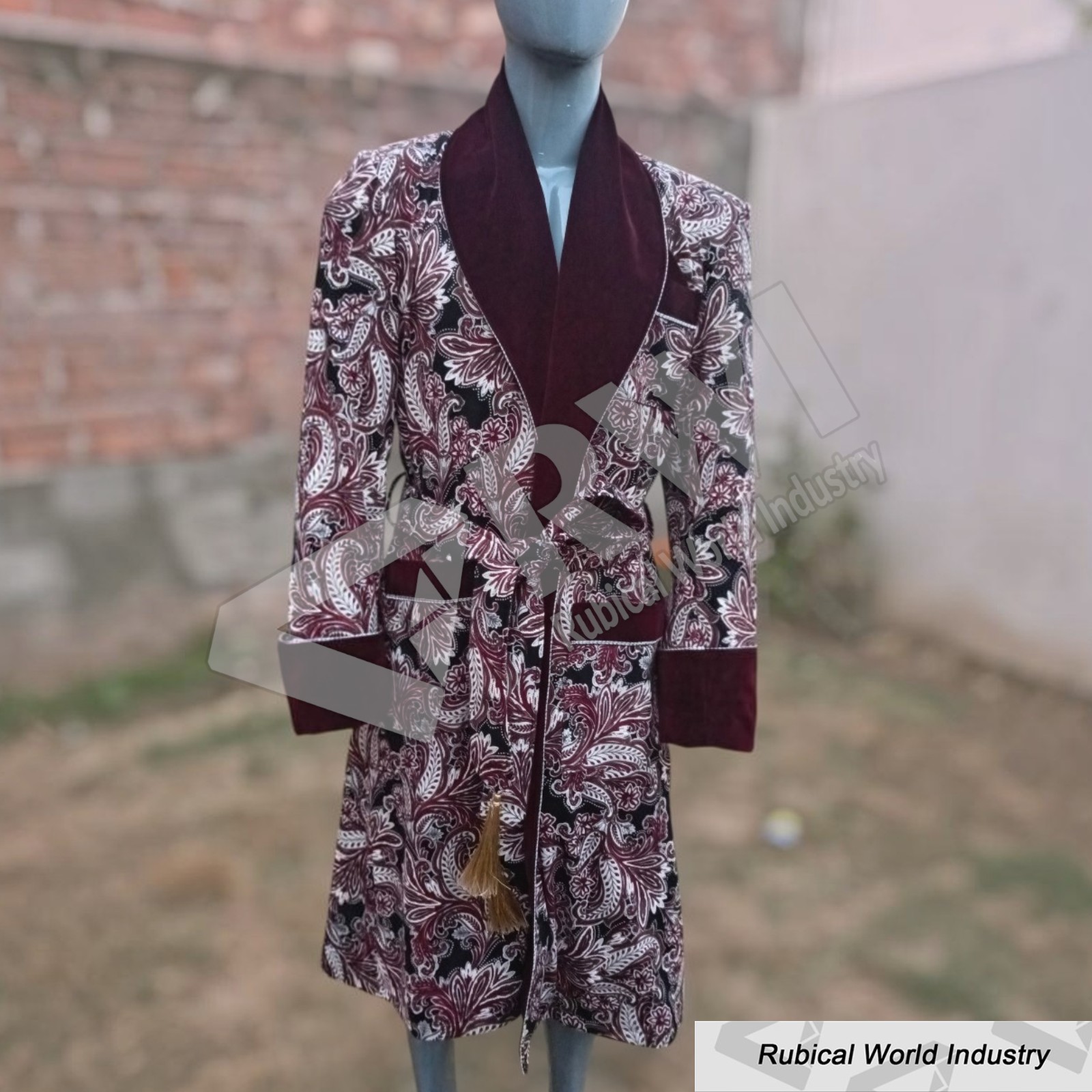 Maroon smoking robe
