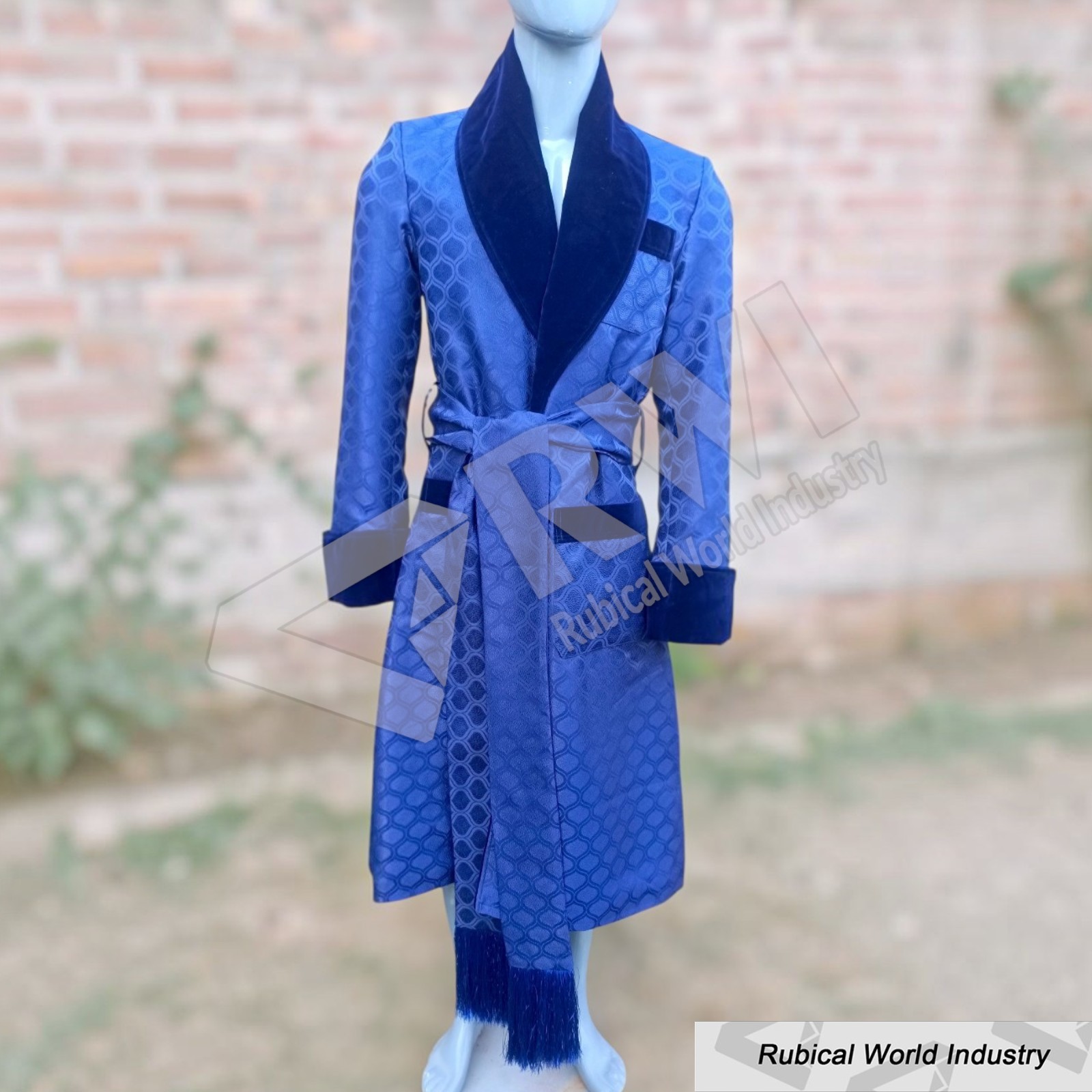 blue smoking robe