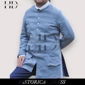 18th Century Light Blue Colonial Sleeved Waistcoat