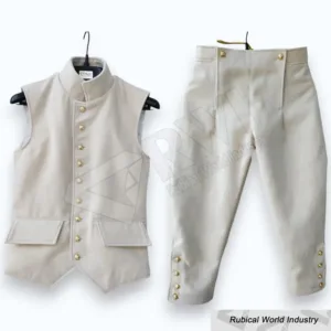 18th Century Off White Waistcoat & Breeches Set