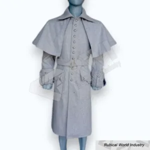 Men's Grey Wool Regency Overcoat Victorian Long Coat