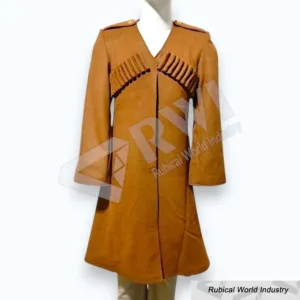 Brown Wool Georgian Chokha Coat Traditional Military Wear
