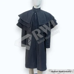 Black Wool Triple Cape Victorian Gothic Long Cloak