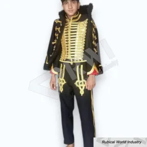 Black Hussar Uniform Set Gold Braid Military Costume