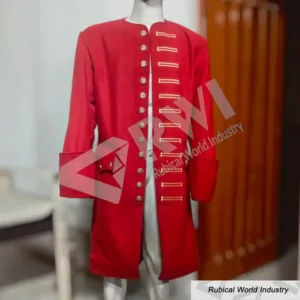 Maroon Wool Pirate Frock Coat Historical Costume Jacket