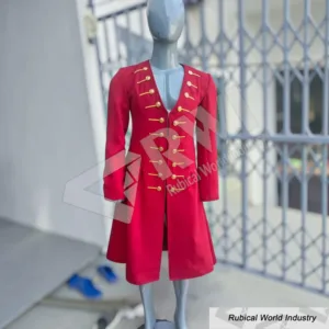 Red Victorian Hussar Military Wool Gothic Coat