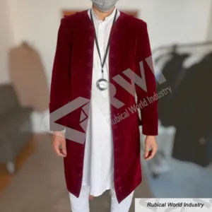 Maroon Velvet Victorian Gothic Frock Coat Tailcoat