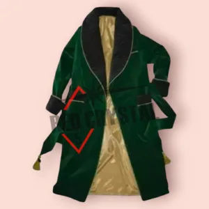 New Men's Dressing Gown Forest Green Black Velvet Fine Quilted with Gold Silk