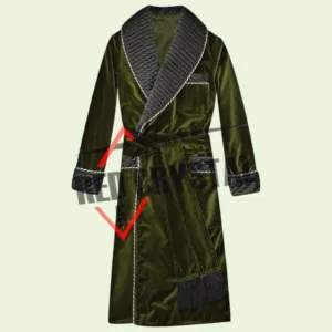 New Men's Dressing Gown Forest C Green Black Velvet Fine Quilted with Green Silk