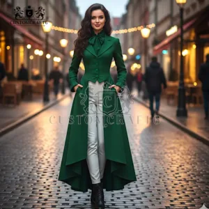 Handmade Green Wool Victorian Steampunk Tailcoat