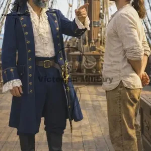Blue Pirate Buccaneer Long Coat for Men